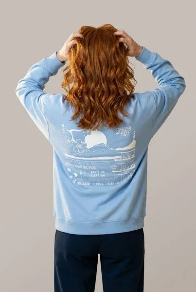 THE FACE OF ELEMENTS The Face of Elements Mount Fuji Sweatshirt aus 100% Bio-Baumwolle, Easy blue (blau), – Produktbild 2 von 4