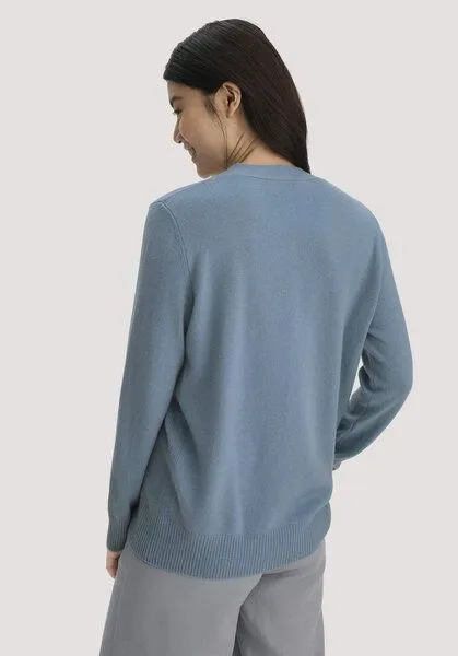 hessnatur hessnatur Strickjacke Relaxed aus Bio-Schurwolle mit Cashmere, Kristallblau, – Produktbild 2 von 4