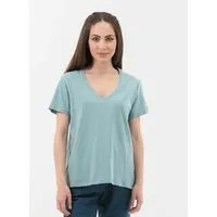 ORGANICATION ORGANICATION Basic T-Shirt aus Bio-Baumwolle mit V-Ausschnitt, Miami sky, – Produktbild 1 von 1