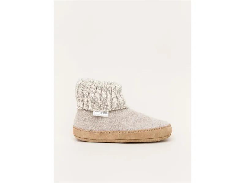 Gottstein Gottstein Kinder Hüttenschuhe Hausschuhe Wollwalk Ledersohle, Braun, – Produktbild 2 von 2