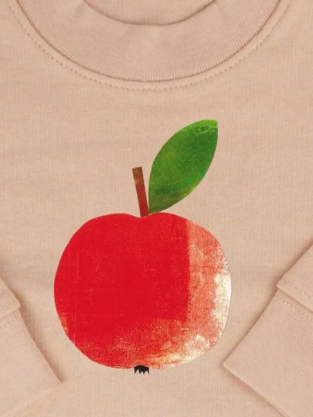 MelaDi Meladi Kinder Baby - Sweater aus Biobaumwolle - Apfel auf Creme Latte, Mokka, – Produktbild 4 von 6