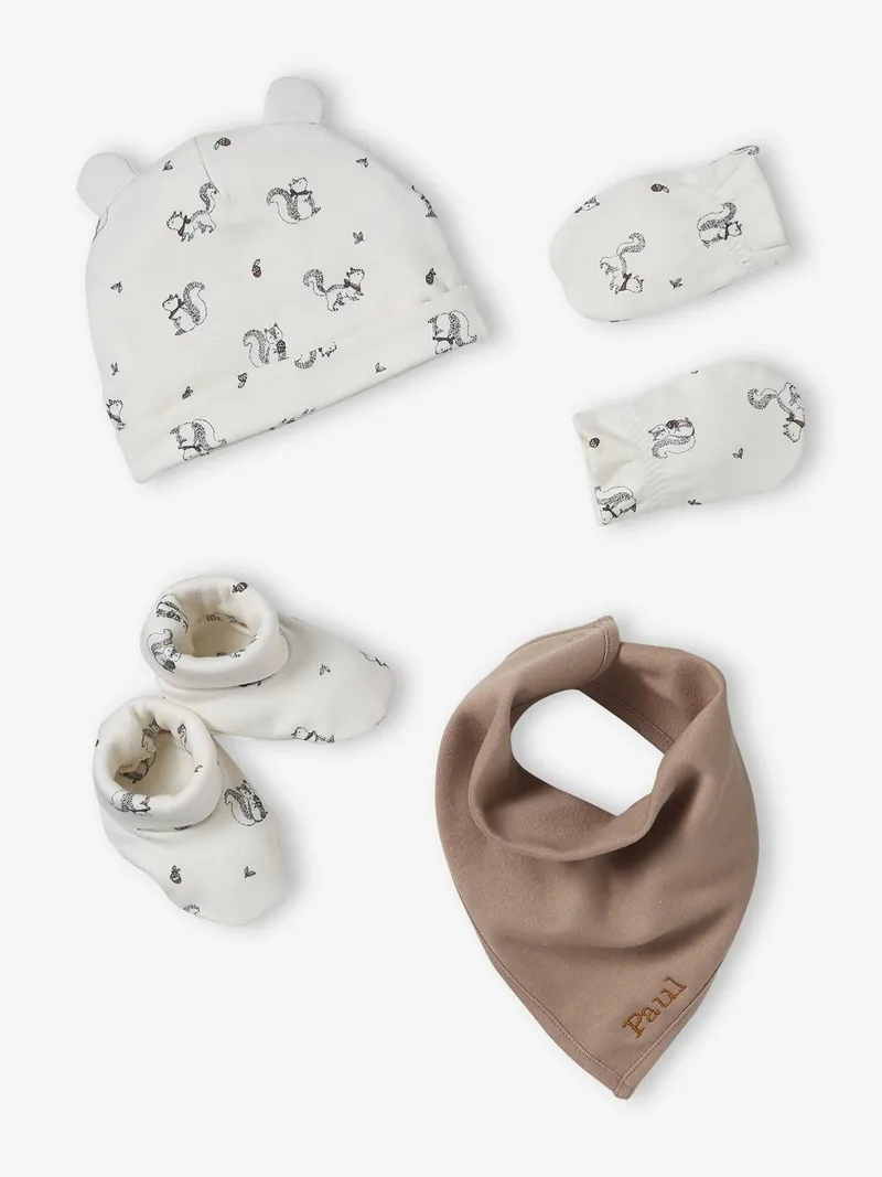 Vertbaudet Baby Set mit Mütze, Beige, – Produktbild 1 von 4