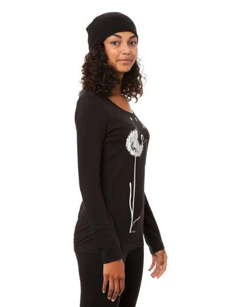 FellHerz FellHerz Damen Longsleeve Pusteblume Bio Fair, Black (schwarz), – Produktbild 3 von 4