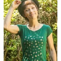 päfjes päfjes Goldene Blüten & Blätter - Fair gehandeltes Frauen T-Shirt mit TENCEL Lyocell, Grün, – Produktbild 1 von 1