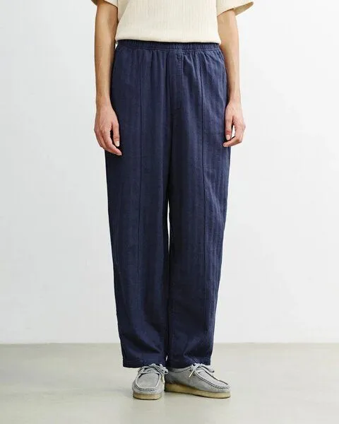 Rotholz Rotholz - Hose Pleated Wide Organic Cotton, Blau (herringbone blue), – Produktbild 1 von 4