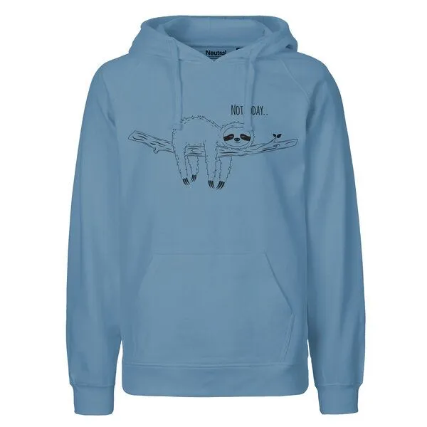 HANDGEDRUCKT HANDGEDRUCKT "Not Today..." Männer Hoody aus reiner Biobaumwolle (kbA), Indigoblau, – Produktbild 1 von 2