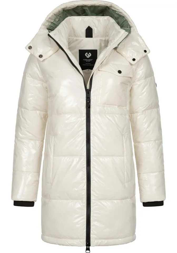ragwear ragwear Wintermantel Roobie Long super stylischer, gänzender Damen Steppmantel, Weiß, – Produktbild 1 von 4