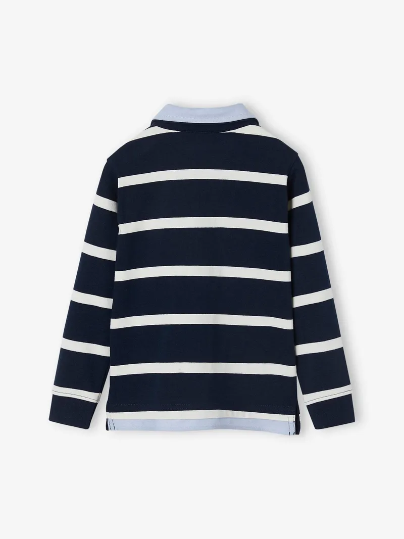 Vertbaudet Jungen Langarm-Poloshirt mit Lageneffekt, Marine, – Produktbild 2 von 3