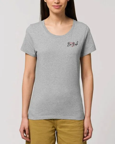 Human Family Bio Damen Rundhals T-Shirt Amorous "Be kind" von Human Family, Grau-meliert, – Produktbild 2 von 2