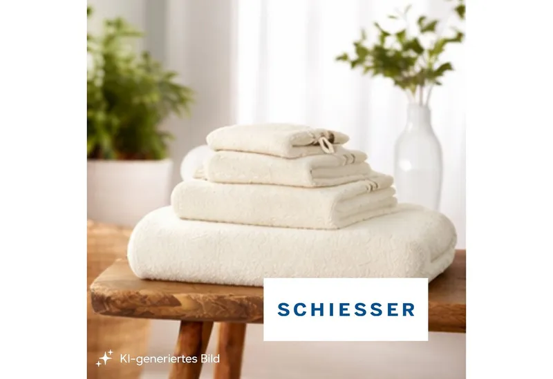 Schiesser Schiesser Waschhandschuh Skyline Color aus 100 % Baumwolle mit eleganter Streifenbordüre, (5-St), OEKO-TEX® MADE IN GREEN, Beige, – Produktbild 4 von 6
