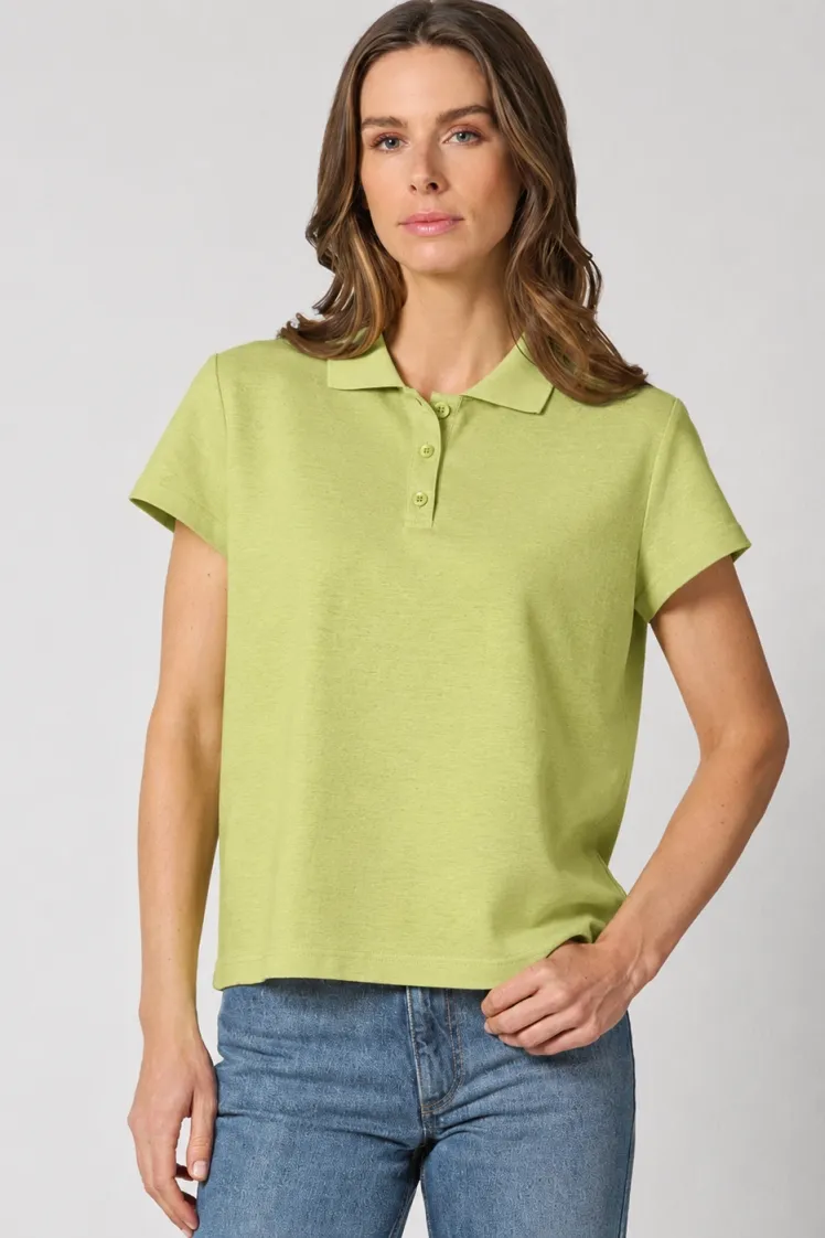 HempAge Hempage Damen vegan Polohemd Bambusgrün, Grün, – Produktbild 2 von 2
