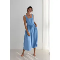 TWOTHIRDS TWOTHIRDS Damen vegan Kleid Formentera In Denimblau, Blau, – Produktbild 1 von 1