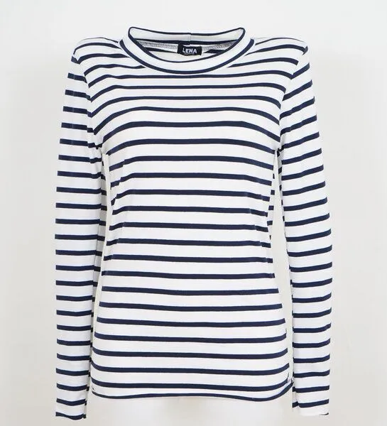 Lena Schokolade Lena Schokolade Langarm Streifen aus Bio-Jersey, Breite streifen navyblau/offwhite, – Produktbild 3 von 3