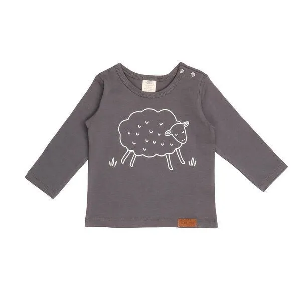 Walkiddy Kinder Langarmshirt GOTS zertifiziert, 95% Bio-Baumwolle, grau, Igel-Motiv, weich & elastisch – Walkiddy – Produktbild 1 von 3
