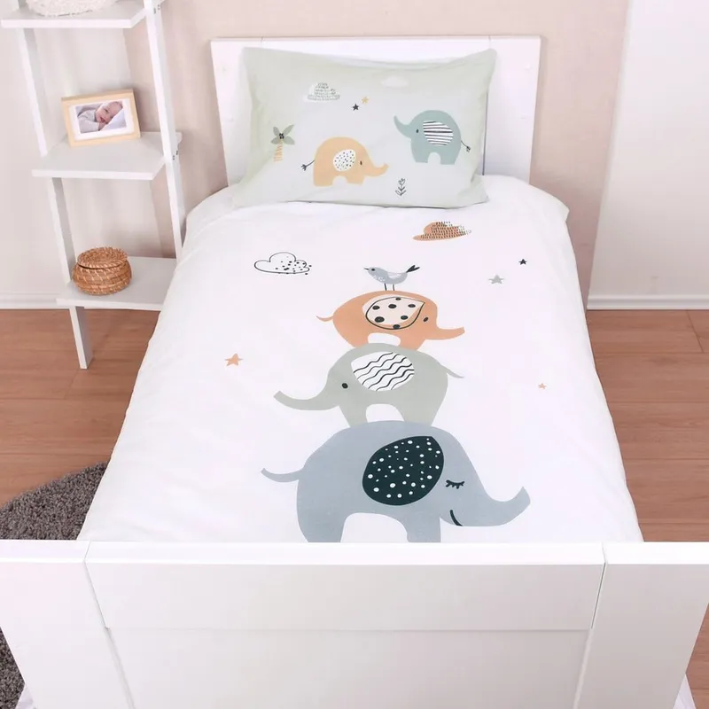 Baby Best Baby Best Babybettwäsche babybest Elephants, Renforcé, 2 teilig, mit liebevollem Motiv, Bunt|grau, – Produktbild 3 von 5