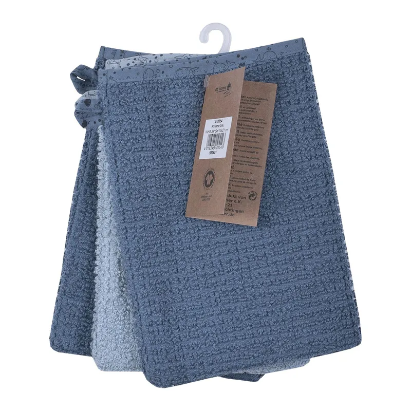 Wörner Wörner 3er-Pack Waschlappen 15x21 cm blau, Blau, – Produktbild 3 von 3