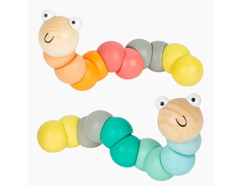small foot small foot Greifspielzeug Drehwurm Pastell 2er Set (Spar Set, 2-tlg., packung), lassen sich in alle Richtungen verbiegen, Beige, – Produktbild 1 von 4