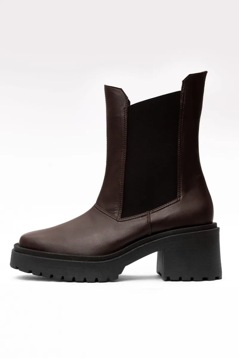 BOHEMA BOHEMA Damen vegan Chelsea Boots Squared Schokoladenbraun, Braun, – Produktbild 2 von 2
