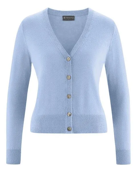 HempAge Hempage Damen Strickjacke kurz Hanf/Bio-Baumwolle, Water, – Produktbild 2 von 4