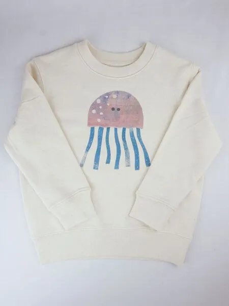MelaDi Meladi Kinder Sweater aus Biobaumwolle - Qualle auf Natural White, White, – Produktbild 4 von 7