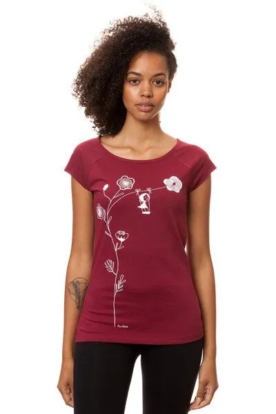 FellHerz FellHerz Damen T-Shirt Schaukelmädchen Bio & Fair & Vegan, Ruby (rot), – Produktbild 5 von 5