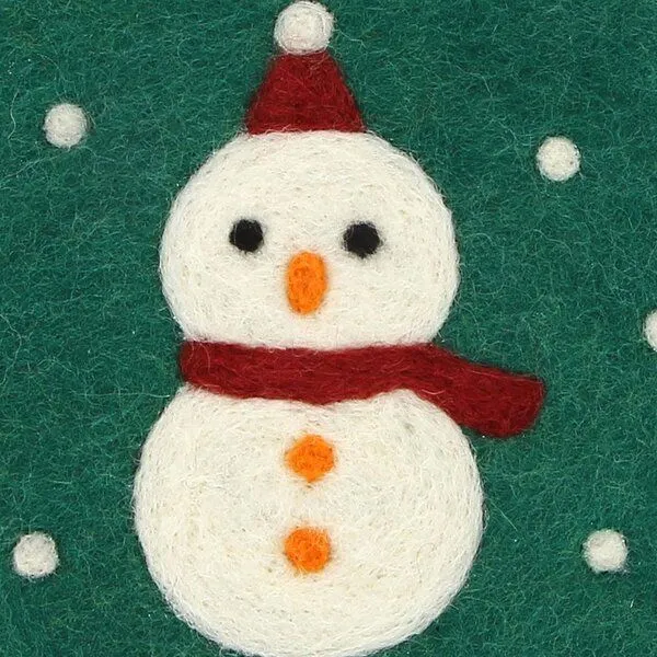 Mitienda Shop Mitienda Shop Topfuntersetzer aus Wollfilz Schneemann, Grün, – Produktbild 2 von 2