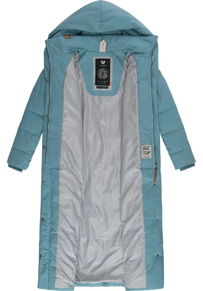 ragwear ragwear Steppmantel Natalka Extralong Gesteppter Damen Mantel mit Kapuze, Grau, – Produktbild 4 von 4