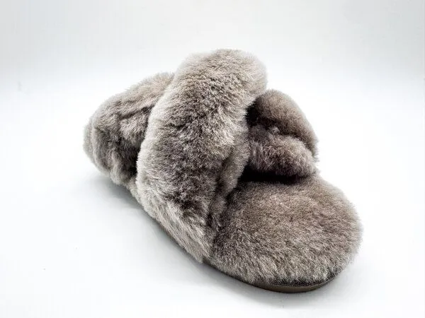 thies Pantoffel-Sandale aus Schaffell "thies Sheep Cross Sandal", Elephant grey, – Produktbild 3 von 4