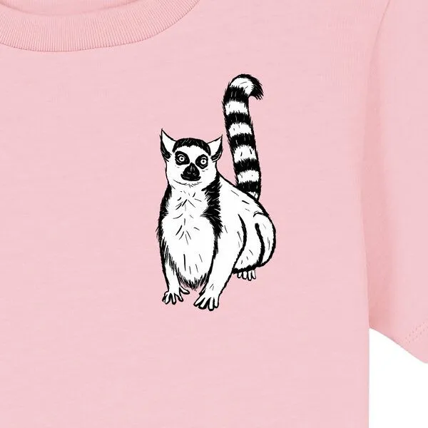Spangeltangel Spangeltangel Kinder-T-Shirt "Lemuren", Biobaumwolle, Affe, Kurzarm, Rosa, – Produktbild 2 von 3