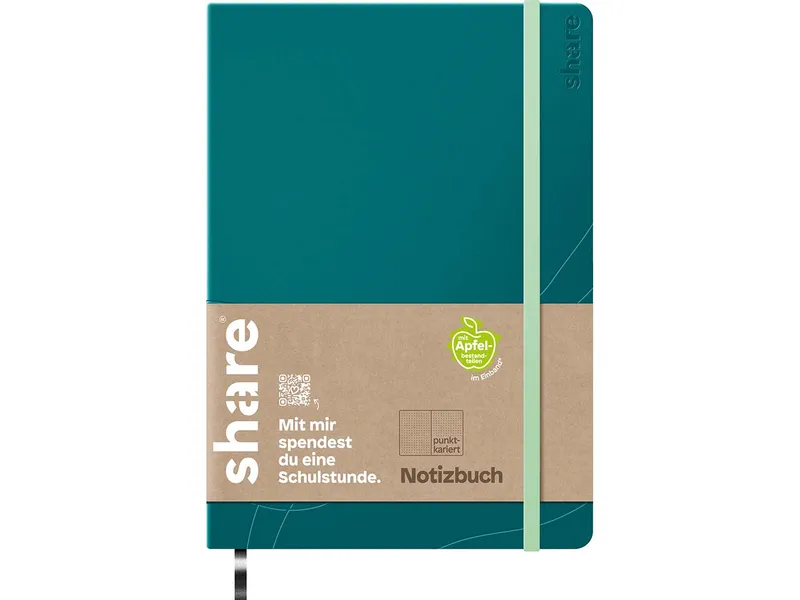 Share share Notizbuch DIN A5 punktkariert, petrol – Produktbild 2 von 3