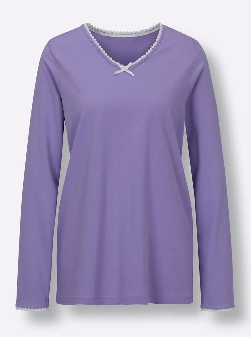 wäschepur Schlafanzug-Shirt lavendel, Lavendel, – Produktbild 1 von 2