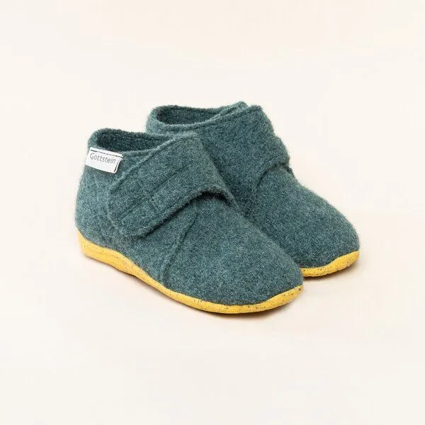 Gottstein Gottstein Kinder-Hausschuh Alpine Racer RU für Jungen & Mädchen aus 100% Schurwolle, Dunkel-grün, – Produktbild 1 von 4