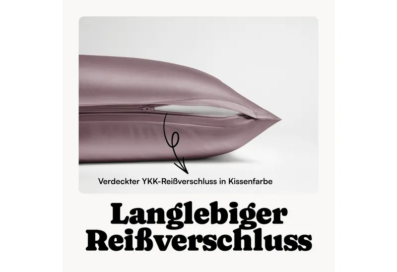 Seralino Kissenbezüge Mako Satin Kissenbezug (100% Bio Baumwolle) weich, hautfreundlich, (2 Stück), Fairtrade/ GOTS zertifizierte uni Kissenhülle mit Reißverschluss, Lila, – Produktbild 5 von 5