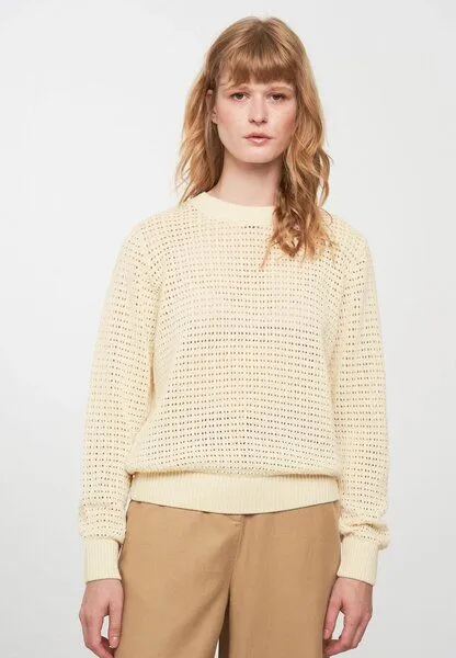 recolution Damen Lochstrickpullover aus Baumwolle (Bio) | ADENIA recolution, Summer sand (natur), – Produktbild 1 von 3