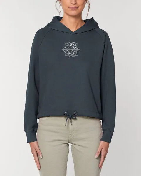 Human Family Human Family Kurzer Bio Damen Hoodie "Invent - Polygon", Dunkelgrau, – Produktbild 1 von 3