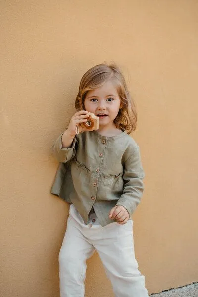 PETER JO PETER JO Shirt Camomile aus Leinen, Olive, – Produktbild 3 von 3