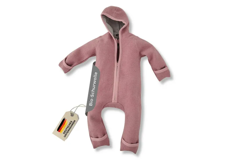 Alavya Home® Overall Alavya Home Walkoverall Bio-Schurwolle Rosa, 74/80 Wollfleece mit Reißverschluss, Walk Woll-Anzug für Kleinkind und Baby, Rosa, – Produktbild 4 von 4