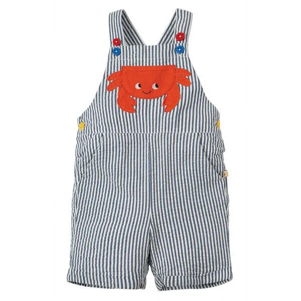 Frugi Frugi Latzhose Regenbogen blau-weiss gestreift Sommerhose – Produktbild 1 von 6