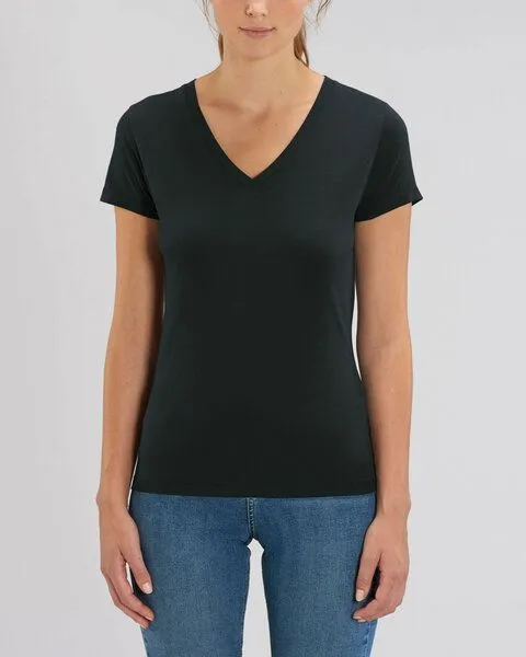 Human Family Human Family Bio Damen T-Shirt mit V-Ausschnitt "Evolution - Geo Questionmark", Schwarz, – Produktbild 3 von 3