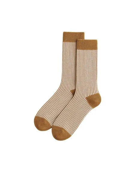FUXBAU FUXBAU Gestreifte Jacquard Socken, Creme senf, – Produktbild 3 von 4