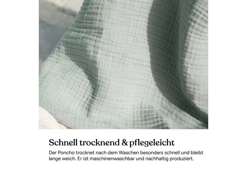 Ehrenkind Badeponcho Musselin, aus sanfter Bio-Baumwolle, 4-lagiges Musselin-Gewebe, Rosé, – Produktbild 4 von 5