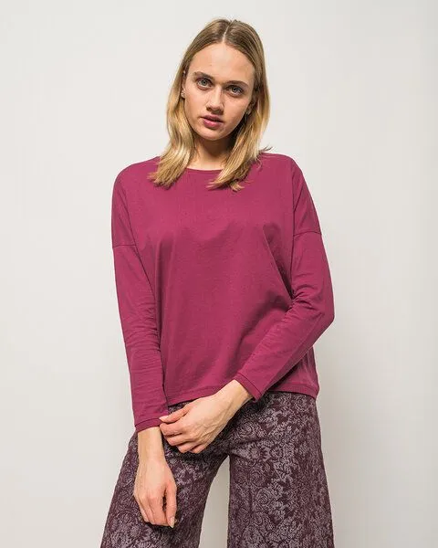 Alma & Lovis Alma & Lovis Oversized Langarmshirt aus Bio-Baumwolle | Loose Shirt, Fuchsia, – Produktbild 1 von 4