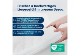 AM Qualitätsmatratzen, Topper Bezug, Atmungsaktiver TENCEL™ Lyocell Topperbezug mit Reißverschluss, 6 cm hoch, TENCEL™ Lyocell, 80x200 cm – Produktbild 1 von 1