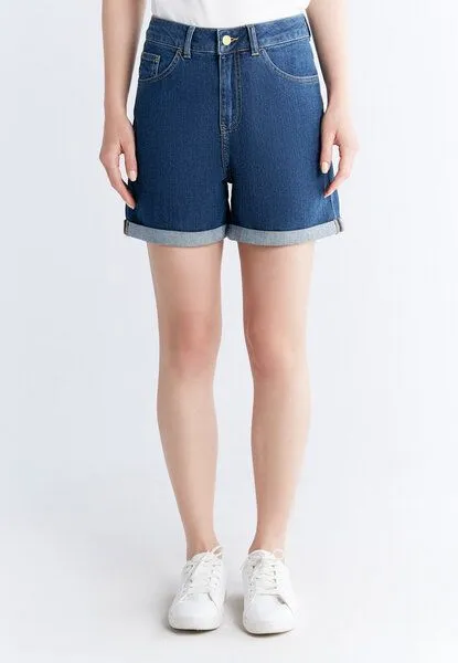 Evermind Evermind Women's Mom Shorts-WN3020, Lapis blue, – Produktbild 3 von 6