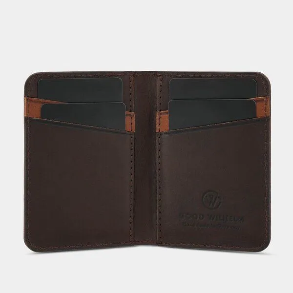 GOOD WILHELM GOOD WILHELM Klassische Bi-fold Geldbörse mit RFID Schutz - Vachetta Leder, Chocolate, – Produktbild 3 von 3