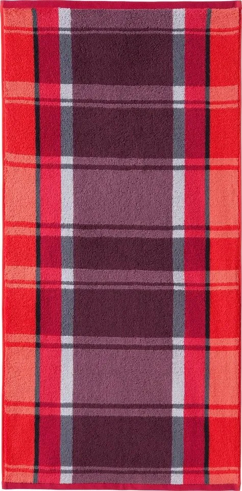 Erwin Müller Handtuch Handtuch "Ludwigsburg" 4er-Pack, Jacquard, Walk-Frottier Uni/Karo/Ornamente, Lila, – Produktbild 2 von 5