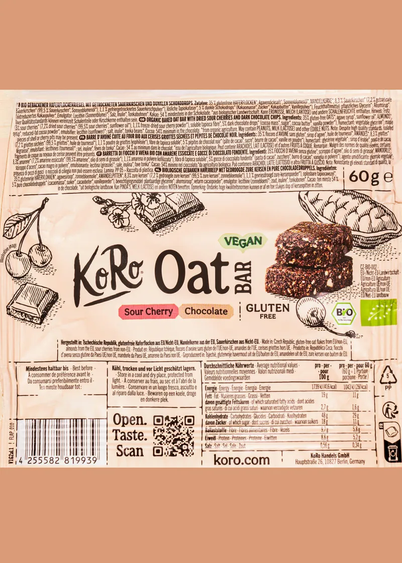 KoRo Bio Oat Bar Sour Cherry Chocolate | 60 g – Produktbild 5 von 5