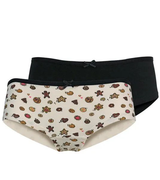 Gary Mash GARY MASH 2er-Set Damen Hipsters aus Biobaumwolle, Cookies + schwarz, – Produktbild 1 von 4
