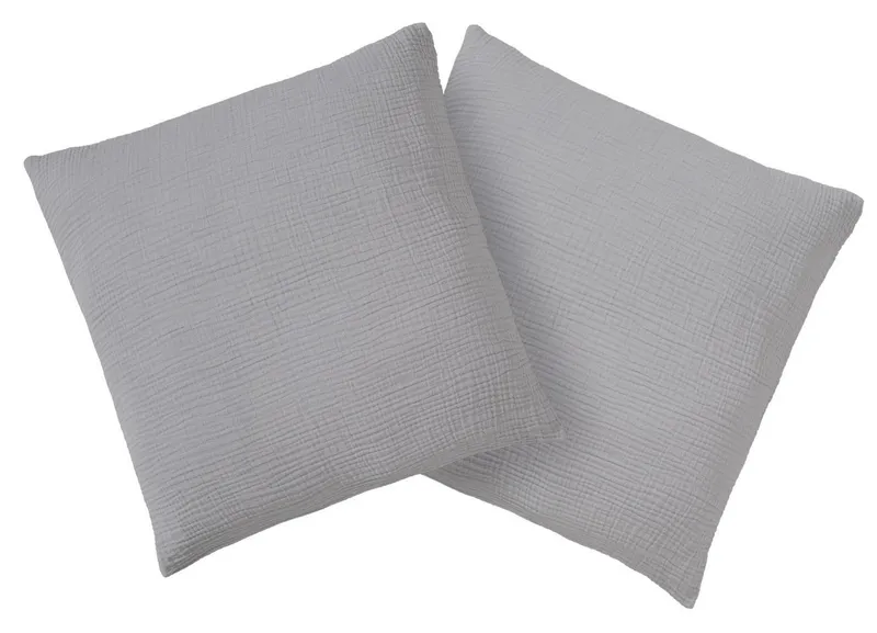 OTTO home Kissenbezug Bailee, 2er-Set, Kuschelige Musselin Qualität, Uni-Style, (2 Stück), 50x50 cm, Hotelverschluß, 100% atmungsaktive Buamwolle, Grau, – Produktbild 2 von 6