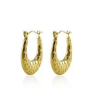 ELEKTROPULLI Ovale Creolen mit Animalprint Struktur in 18mm x 25mm von Elektropulli, Gold, – Produktbild 1 von 1